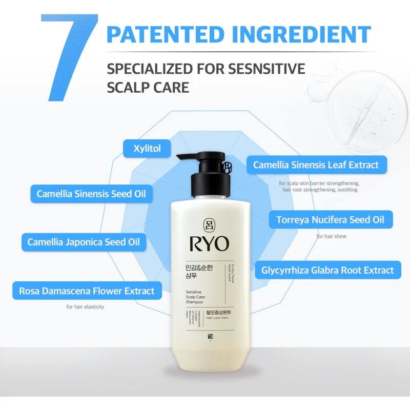 RYO Sensitive Scalp Care Shampoo nyugtató sampon érzékeny fejbőrre 480 ml
