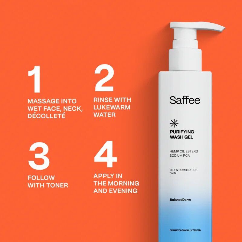Saffee BalanceDerm Purifying Wash Gel tisztító gél kombinált és zsíros bőrre 200 ml
