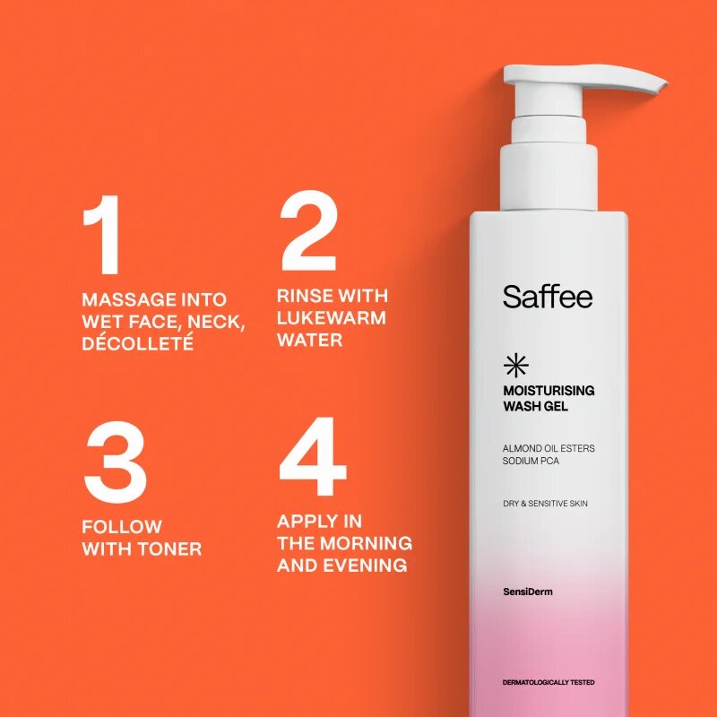 Saffee SensiDerm Moisturising Wash Gel hidratáló tisztító gél száraz és érzékeny bőrre 200 ml