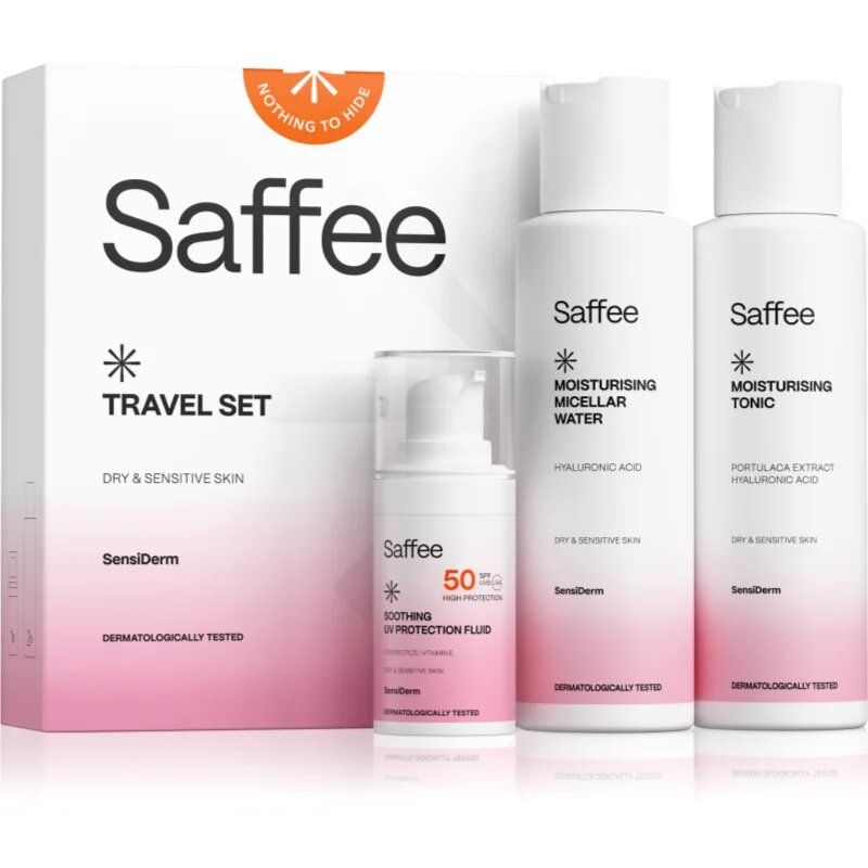 Saffee SensiDerm Travel Set utazó szett kozmetikumokra száraz és érzékeny bőrre