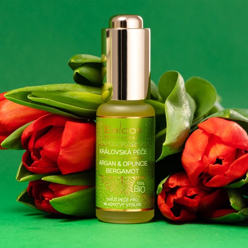 Saloos Bio King's Care Argan & Opuntia & Bergamot tápláló olaj arcra a bőröregedés első jeleinek eltüntetésére 20 ml