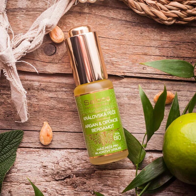 Saloos Bio King's Care Argan & Opuntia & Bergamot tápláló olaj arcra a bőröregedés első jeleinek eltüntetésére 20 ml