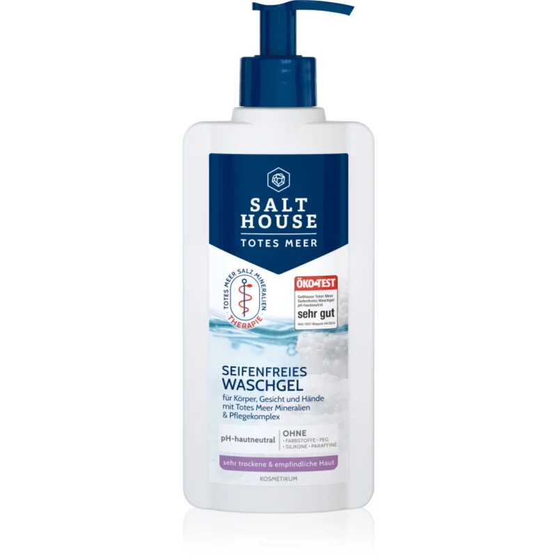 Salt House Dead Sea Therapy Soap-free Washing Gel szappanmentes tisztító gél testre arcra és kézre jojobaolajjal és ureával 250 ml