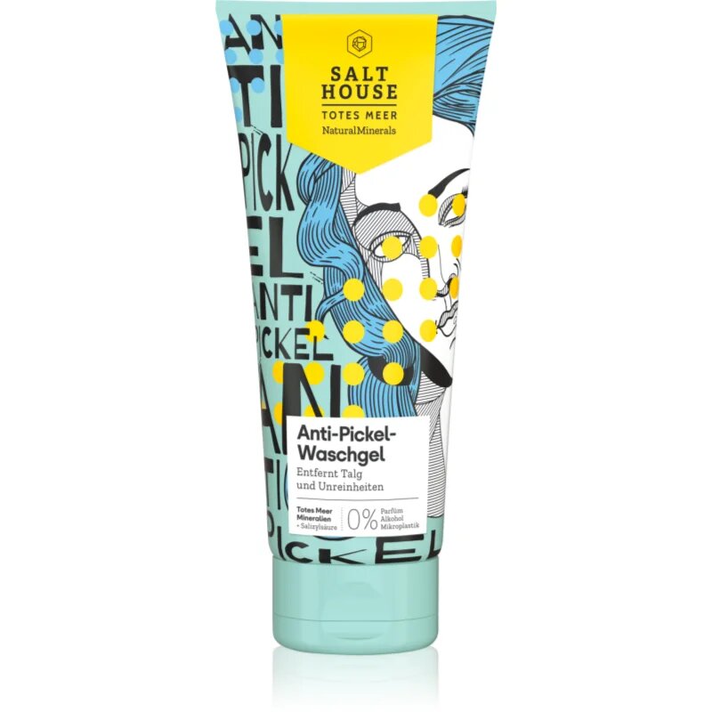 Salt House Natural Minerals Anti-pimple Skin Care arctisztító és szemfestéklemosó gél pattanások ellen 250 ml