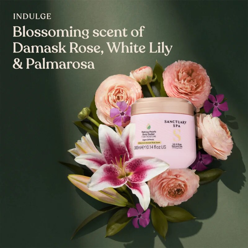 Sanctuary Spa Lily & Rose Natural Oils intenzív hidratáló testvaj 300 ml