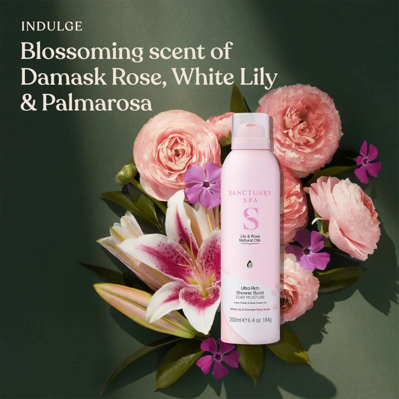 Sanctuary Spa Lily & Rose Natural Oils tusoló hab tápláló hatással 200 ml