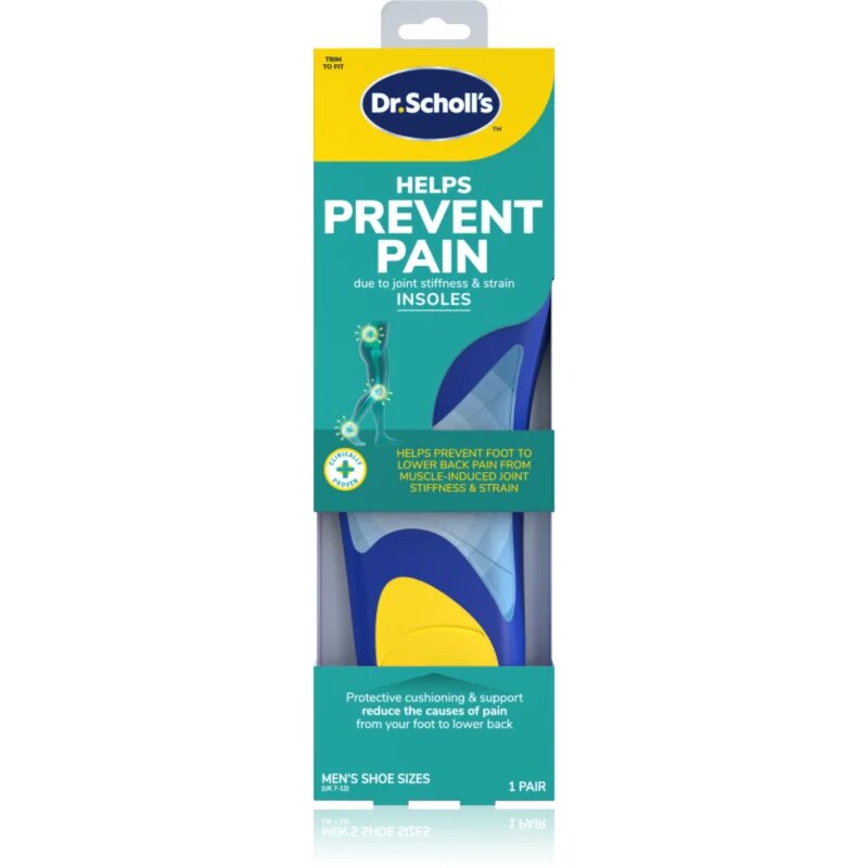 Scholl Dr. 's Prevent Pain cipőbetét fájdalomcsillapításra méret Large - Men's UK 7-12 1 pár