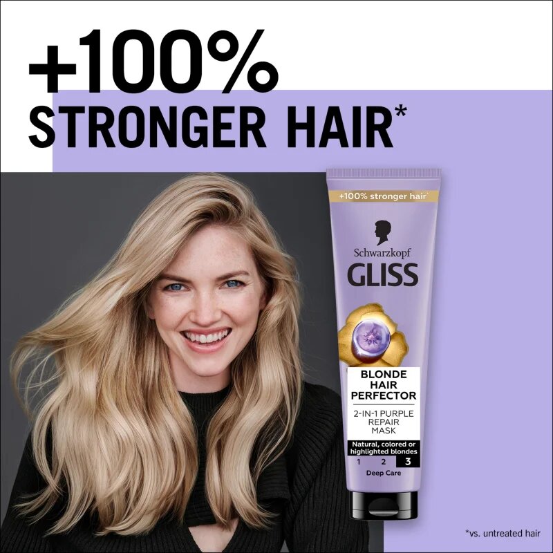Schwarzkopf Gliss Blonde Hair Perfector regeneráló hajmasz szőkített vagy melírozott hajra 150 ml