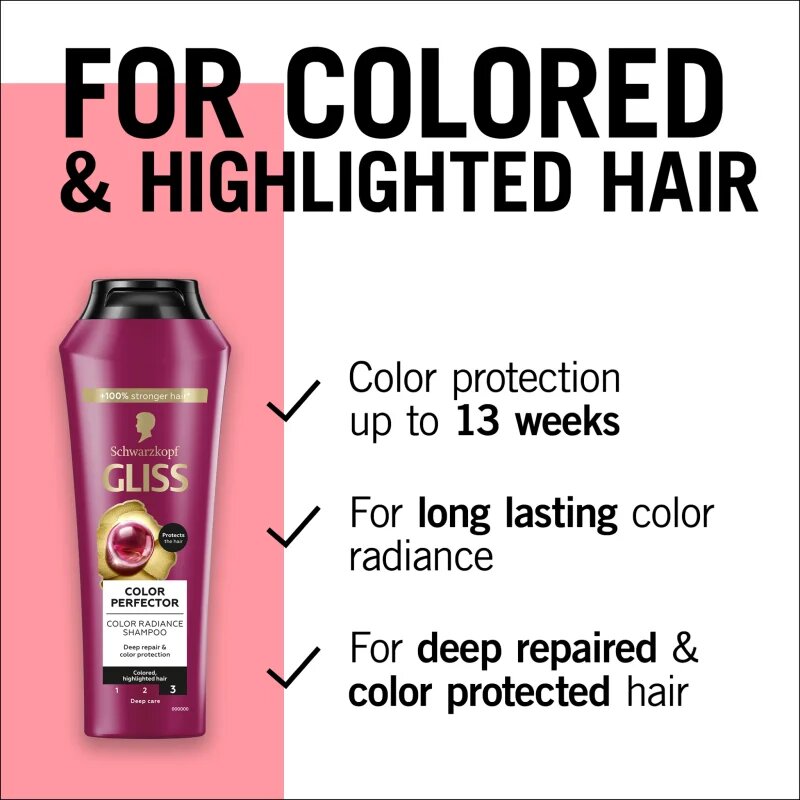 Schwarzkopf Gliss Color Perfector ápoló sampon festett hajra 400 ml