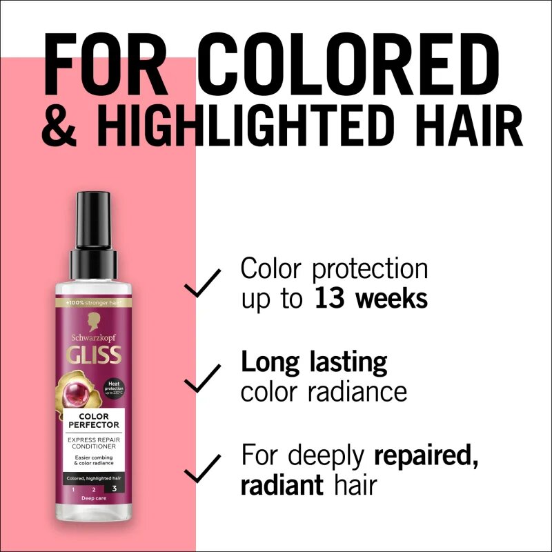 Schwarzkopf Gliss Color Perfector regeneráló balzsam festett vagy melírozott hajra 200 ml