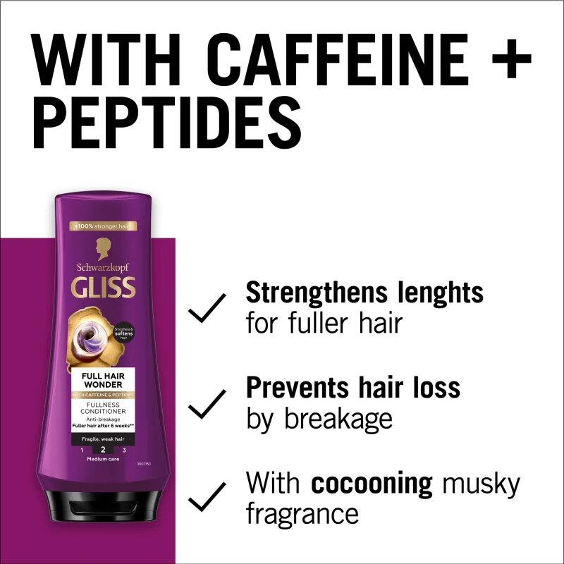 Schwarzkopf Gliss Full Hair Wonder regeneráló balzsam a törékeny hajra 200 ml