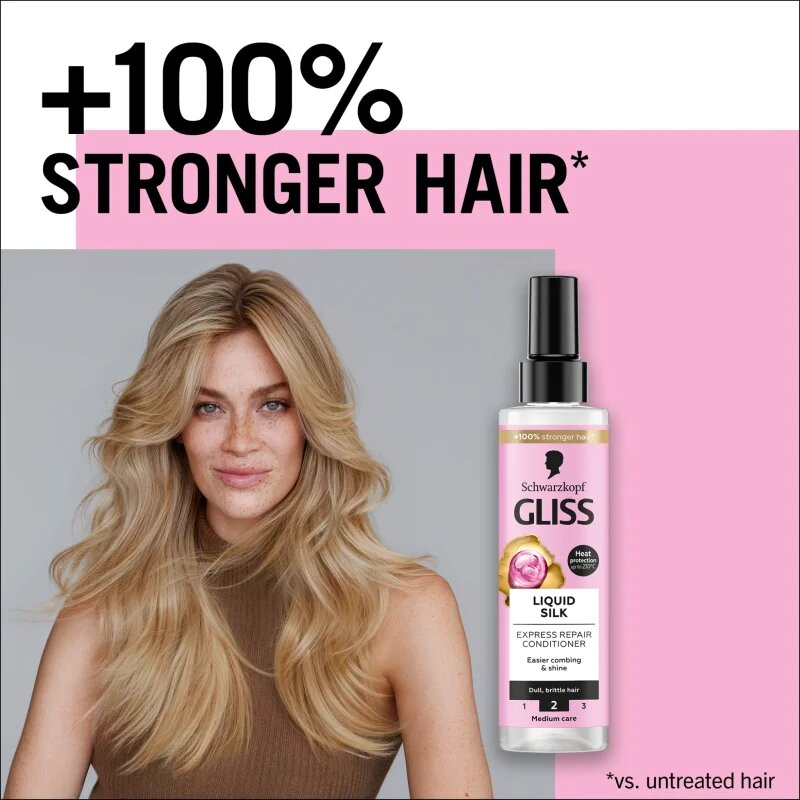 Schwarzkopf Gliss Liquid Silk öblítés nélküli kondicionáló az erős és fénylő hajért 200 ml