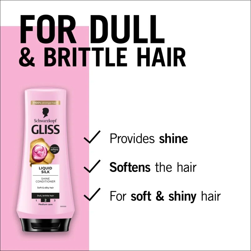 Schwarzkopf Gliss Liquid Silk regeneráló balzsam az erős és fénylő hajért 200 ml