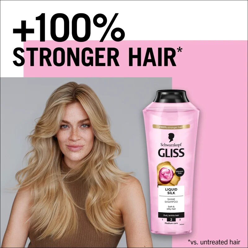 Schwarzkopf Gliss Liquid Silk regeneráló sampon az erős és fénylő hajért 400 ml