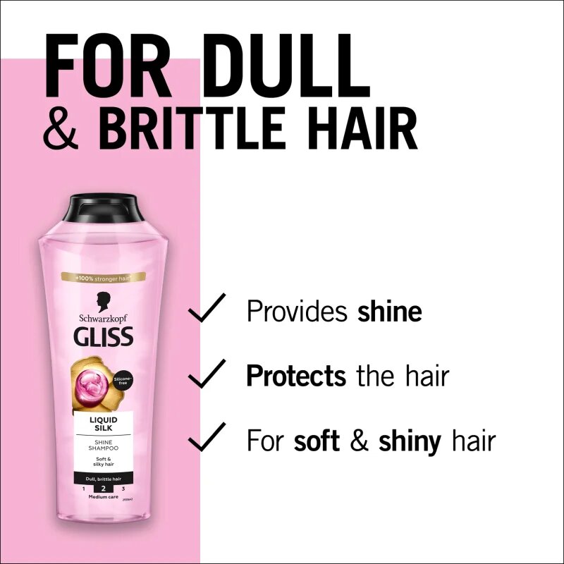 Schwarzkopf Gliss Liquid Silk regeneráló sampon az erős és fénylő hajért 400 ml