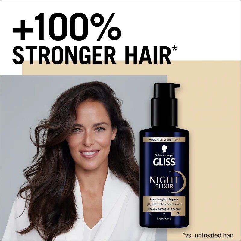 Schwarzkopf Gliss Night Elixir öblítést nem igénylő elixír a károsult hajra 100 ml