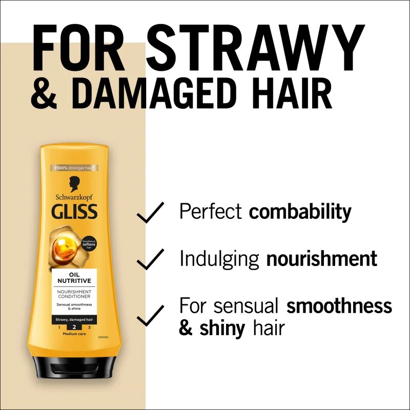 Schwarzkopf Gliss Oil Nutritive tápláló kondícionáló olajjal 200 ml