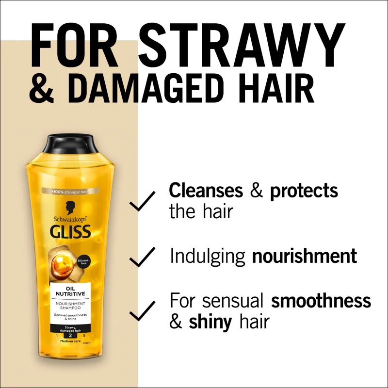 Schwarzkopf Gliss Oil Nutritive tápláló sampon olajjal 400 ml