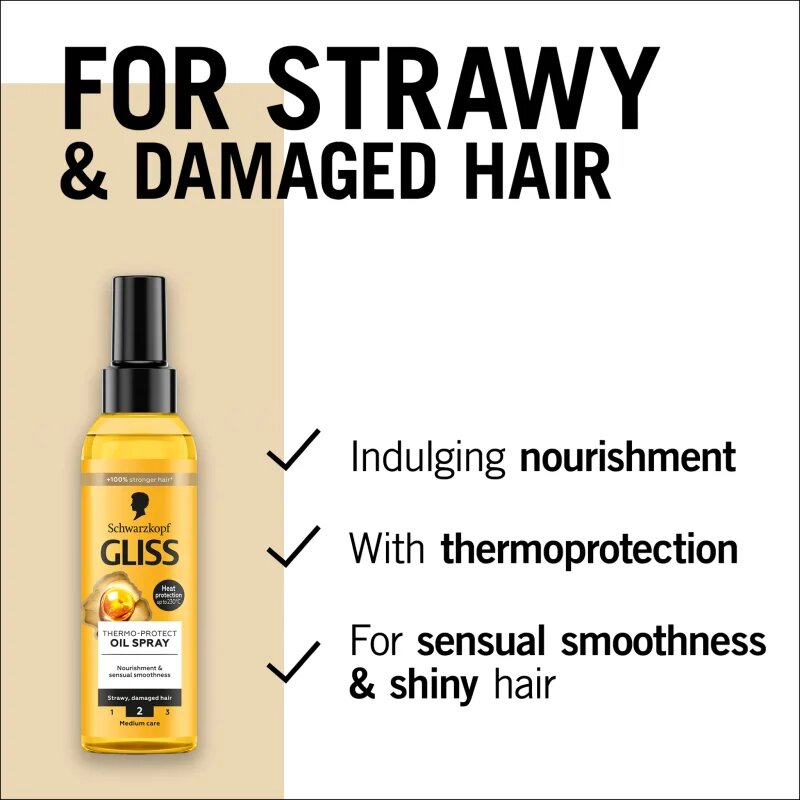 Schwarzkopf Gliss Oil Nutritive védő olaj a hajformázáshoz melyhez magas hőfokot használunk 150 ml