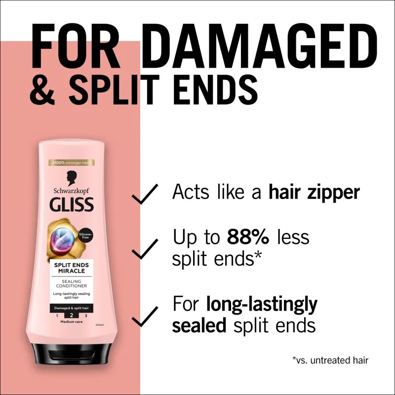 Schwarzkopf Gliss Split Ends Miracle regeneráló kondicionáló a töredezett hajvégekre 200 ml