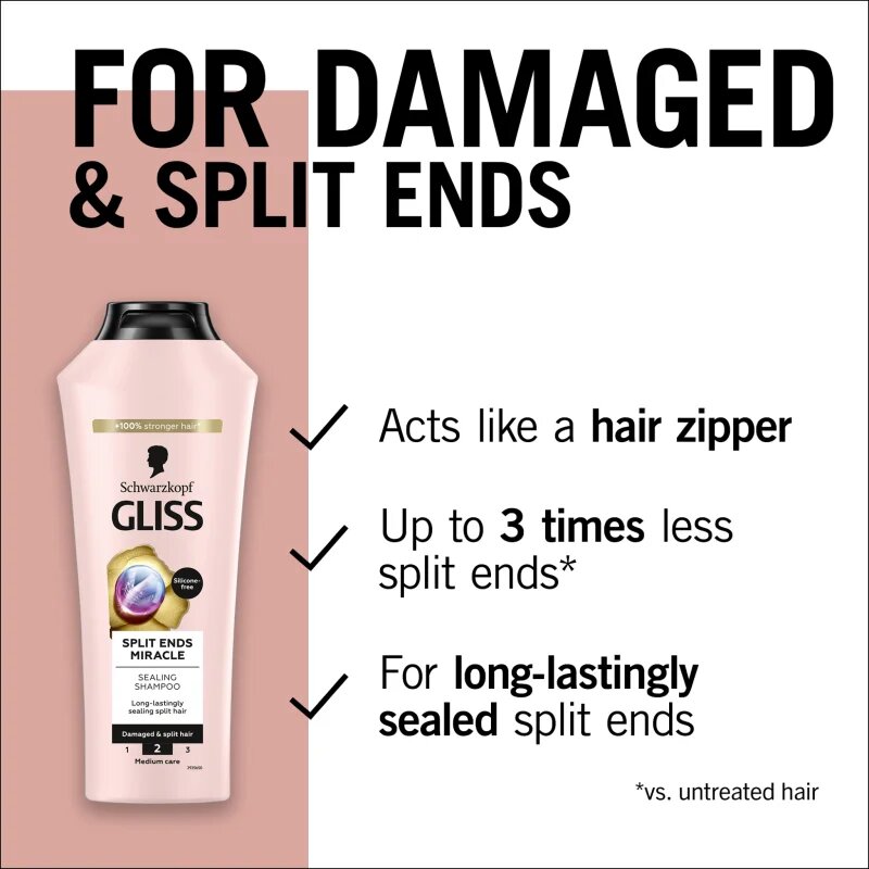 Schwarzkopf Gliss Split Ends Miracle regeneráló sampon a töredezett hajvégekre 250 ml