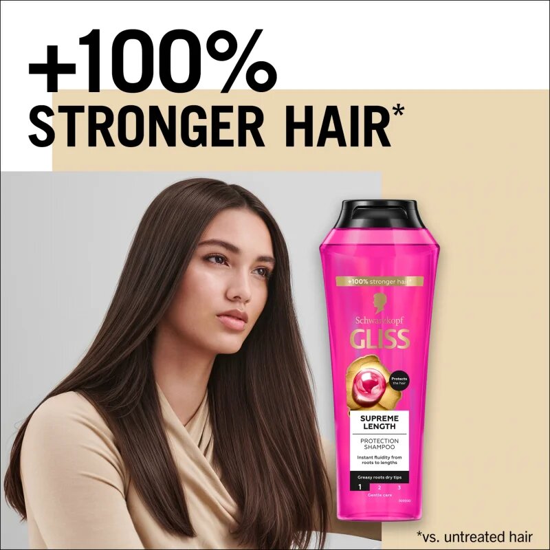 Schwarzkopf Gliss Supreme Length ápoló sampon hosszú hajra 400 ml