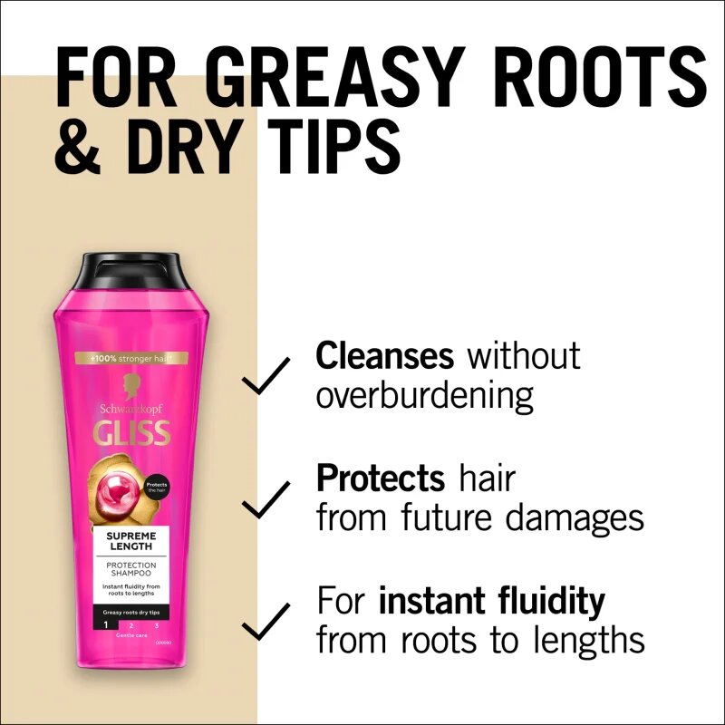 Schwarzkopf Gliss Supreme Length ápoló sampon hosszú hajra 400 ml