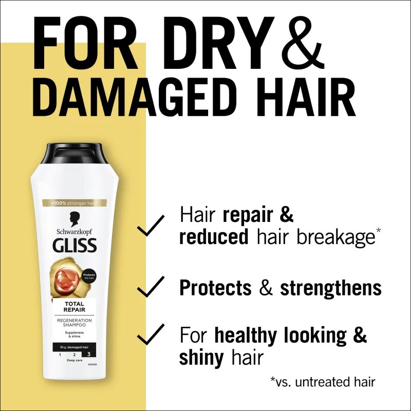 Schwarzkopf Gliss Total Repair intenzíven regeneráló sampon 400 ml