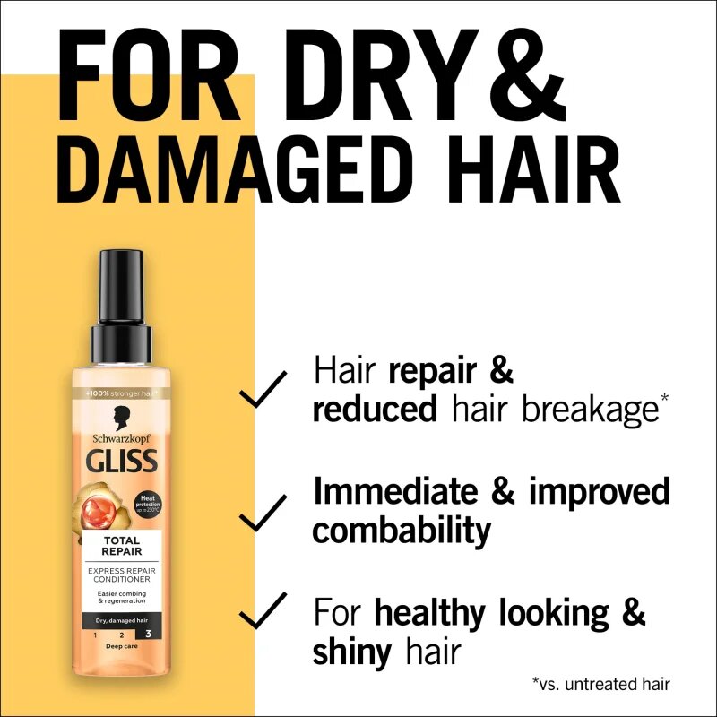 Schwarzkopf Gliss Total Repair regeneráló balzsam a száraz hajvégekre 200 ml