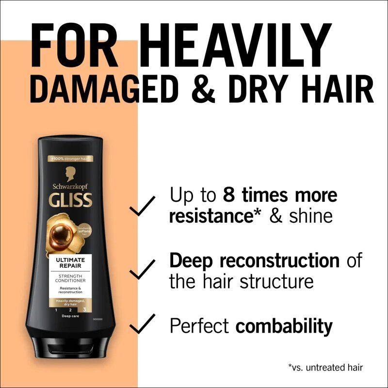 Schwarzkopf Gliss Ultimate Repair erősítő kondicionáló száraz és sérült hajra 200 ml