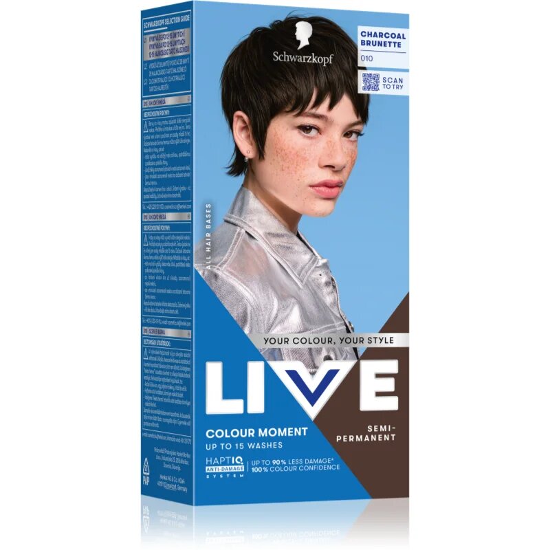 Schwarzkopf LIVE Colour Moment féltartós hajfesték árnyalat 010 Charcoal Brunette 50 ml