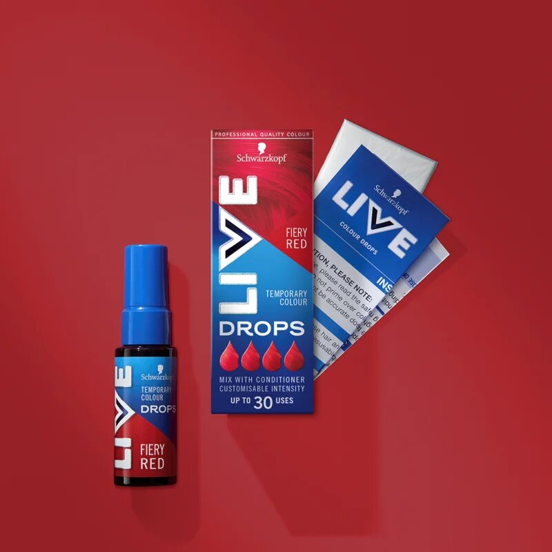Schwarzkopf LIVE Drops lemosható színezőpasztilla árnyalat Fiery Red 30 ml