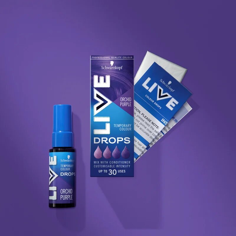 Schwarzkopf LIVE Drops lemosható színezőpasztilla árnyalat Orchid Purple 30 ml