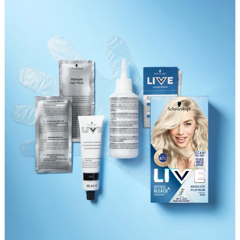 Schwarzkopf LIVE Intense Bleach festékeltávolító készítmény hajra 00A Absolute Platinum 1 db