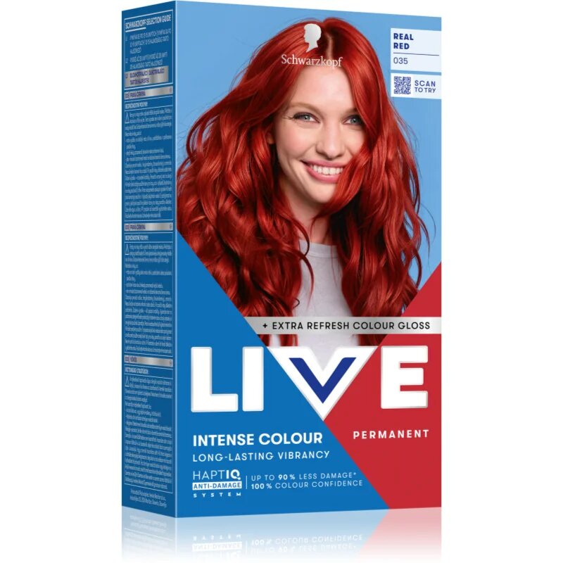 Schwarzkopf LIVE Intense Colour tartós hajfesték árnyalat 035 Real Red 1 db
