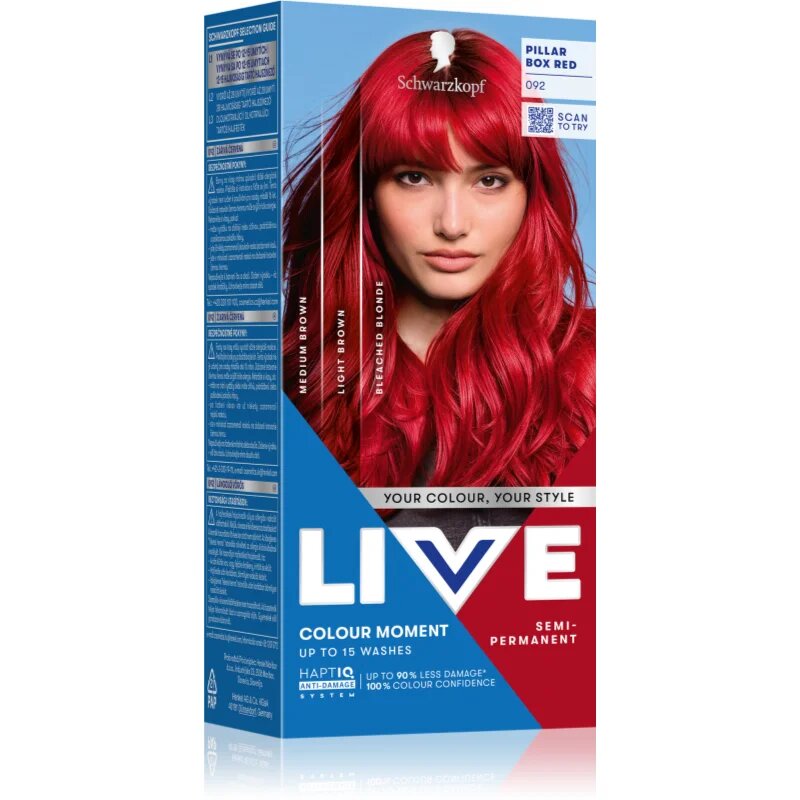 Schwarzkopf LIVE Ultra Brights or Pastel féltartós hajfesték árnyalat 092 Pillar Box Red 1 db