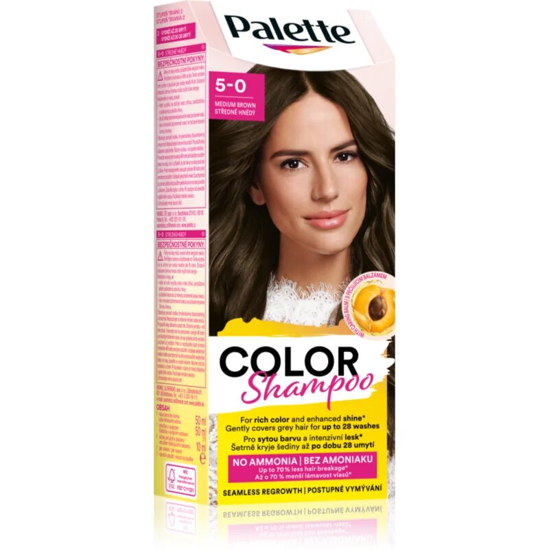 Schwarzkopf Palette Color Shampoo tonizáló sampon árnyalat 5-0 Medium Brown 50 ml