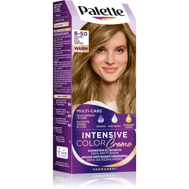 Schwarzkopf Palette Intensive Color Creme tartós hajfesték árnyalat 8-50 Light Golden Blonde 1 db