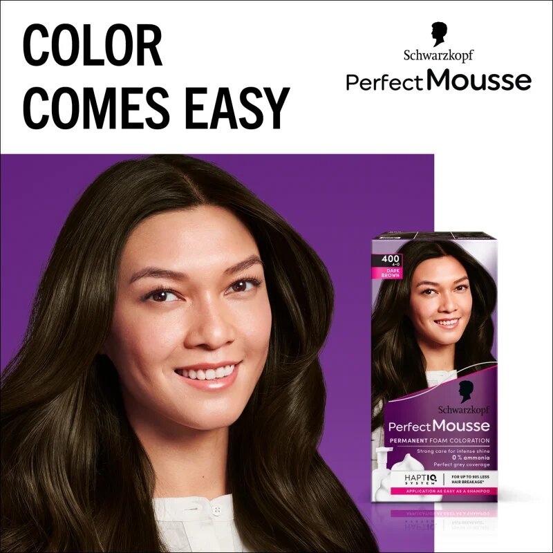 Schwarzkopf Perfect Mousse tartós hajfesték árnyalat 400 Icy Espresso 1 db