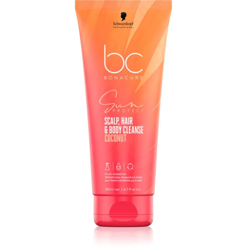 Schwarzkopf Professional BC Bonacure Sun Protect Scalp Hair & Body Cleanse tusfürdő gél 2 az 1-ben 200 ml