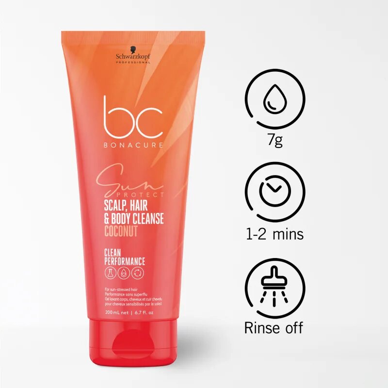 Schwarzkopf Professional BC Bonacure Sun Protect Scalp Hair & Body Cleanse tusfürdő gél 2 az 1-ben 200 ml