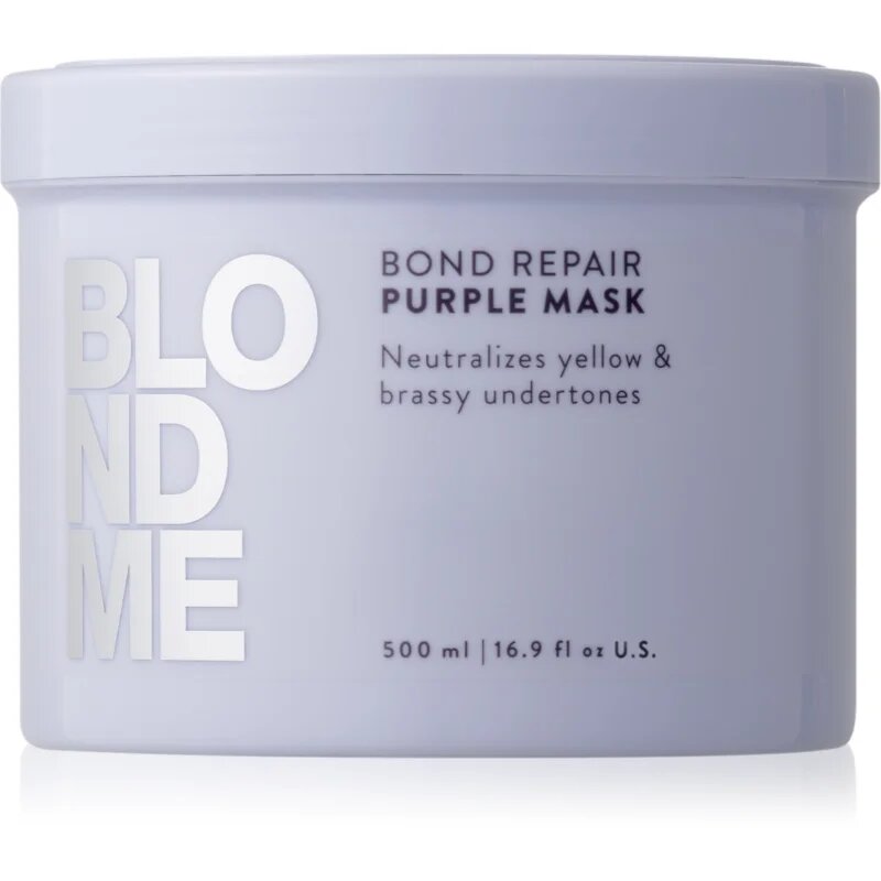 Schwarzkopf Professional Blondme Bond Repair Purple Mask haj maszk semlegesíti a sárgás tónusokat 500 ml