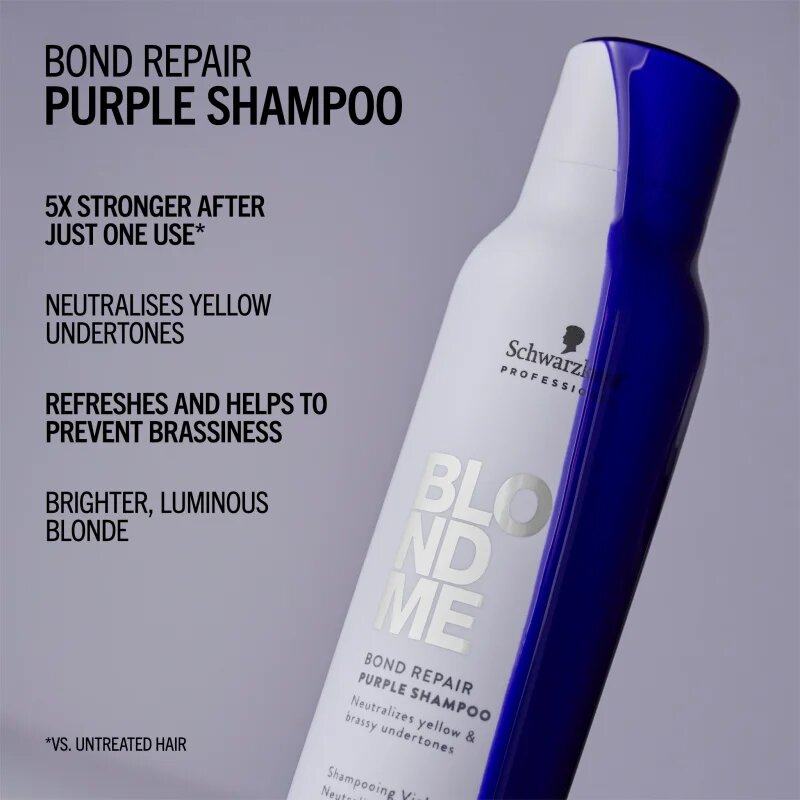 Schwarzkopf Professional Blondme Bond Repair Purple Shampoo lila sampon szőke hajra 300 ml