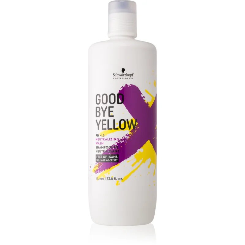 Schwarzkopf Professional Goodbye Yellow sampon a sárga tónusok neutralizálására festett vagy melírozott hajra 1000 ml