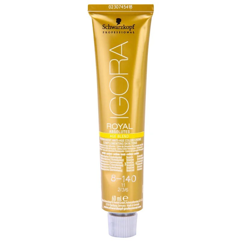 Schwarzkopf Professional IGORA Royal Absolutes Age Blend hajfesték árnyalat 8-140 Light Blonde Cendré Beige Natural 60 ml