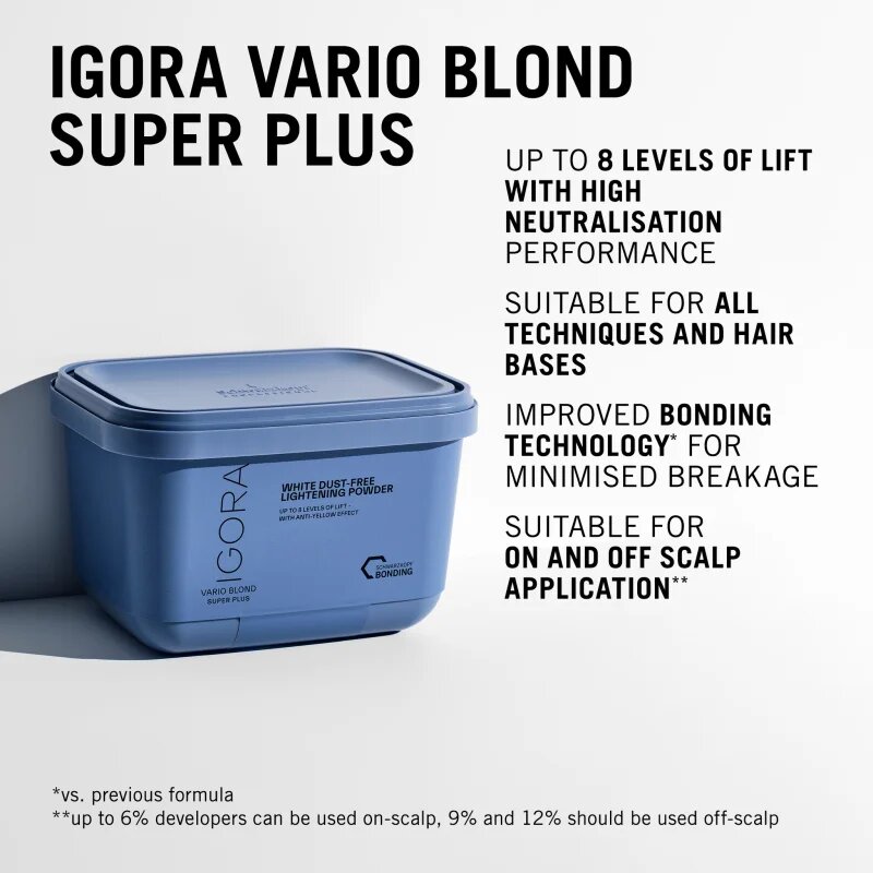Schwarzkopf Professional IGORA Vario Blond Super Plus élénkítő púder szőke hajra 450 g