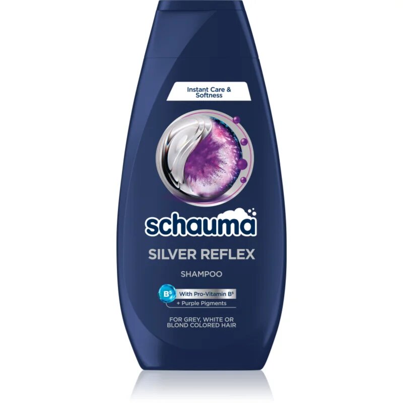 Schwarzkopf Schauma Silver Reflex sampon a sárga tónusok neutralizálására szőkített melírozott hideg szőke hajra 350 ml