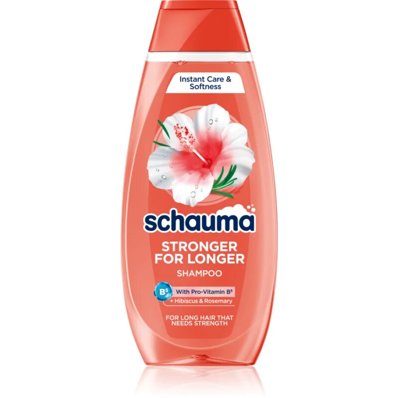 Schwarzkopf Schauma Stronger For Longer Hair erősítő sampon hosszú hajra Hibiscus & Rosemary 400 ml