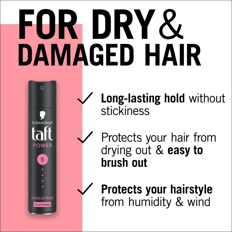 Schwarzkopf Taft Power Cashmere Hajlakk az extra erős tartásért száraz és sérült hajra Cashmere 250 ml