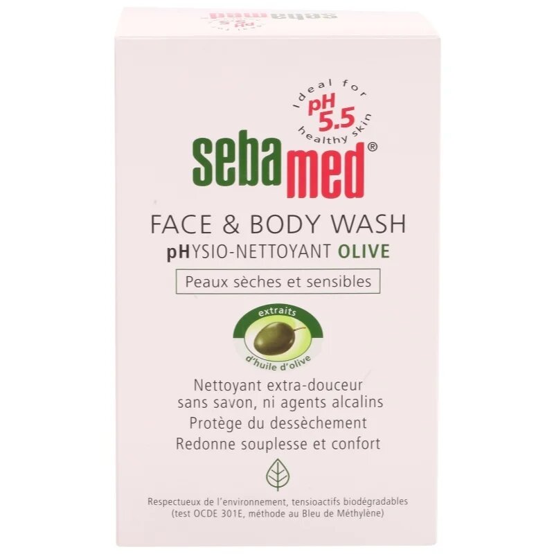 Sebamed Wash Gyengéd tisztító emulzió arcra és testre olívaolajjal 200 ml